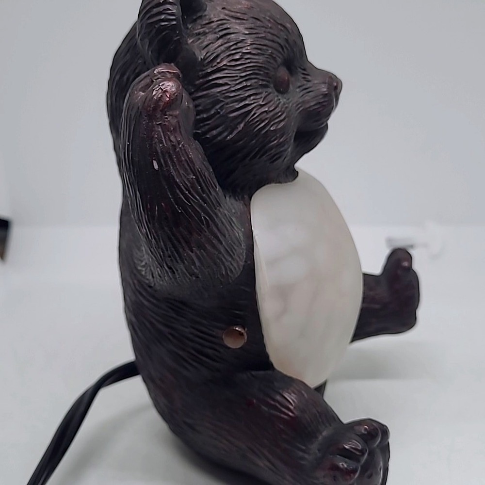 Vintage Bear Accent Lamp Brown Frosted Glass Belly Nightlight Cabin Decor - Picture 7 of 11